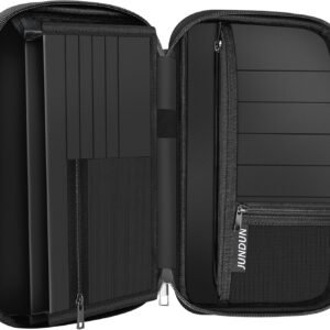 JUNDUN Family Passport Holder,Upgraded Material Fireproof Travel Passport Wallet with 2 Pockets,Travel Document Organizer Case for Passport,Card and Money