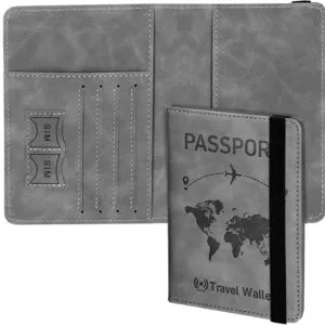 Storite Passport Holder Cover Travel Wallet Organiser with RFID Protection, Credit Card Case, PU Leather for Men & Women (Grey)