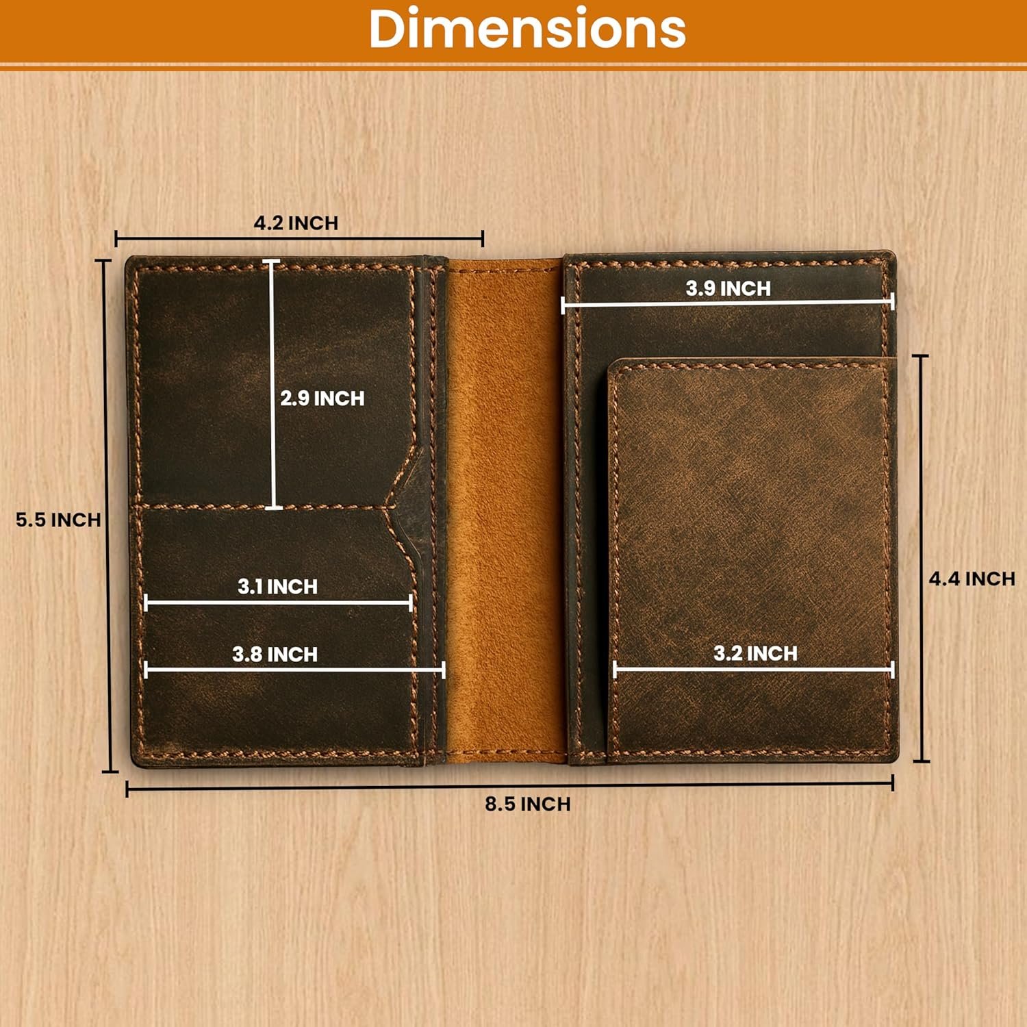 LEATHER VILLAGE Leather Passport Holder Cover – Travel Wallet with Card Slots, Vintage Passport Case for Men & Women – Cute Organizer for Travel Accessories & Documents - Distressed Brown - Image 5