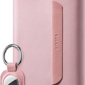 VULKIT Passport Wallet with Detachable AirTag Holder, Vegan Leather Passport Holder, RFID Blocking, Travel Essential, Magnetic Closure, Pink